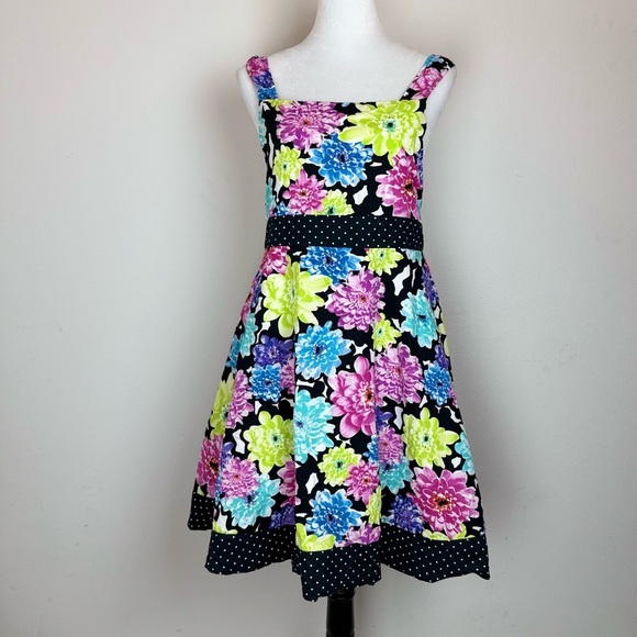 Bonnie‎ Jean Girls Floral Fit & Flare Dress Size 18.5 Plus Easter Party - Picture 2 of 9